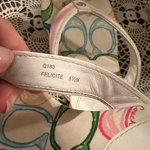 Coach Felicite Platform Wedge Sandal Signature C White Pink Multicolor - Picture 9 of 10